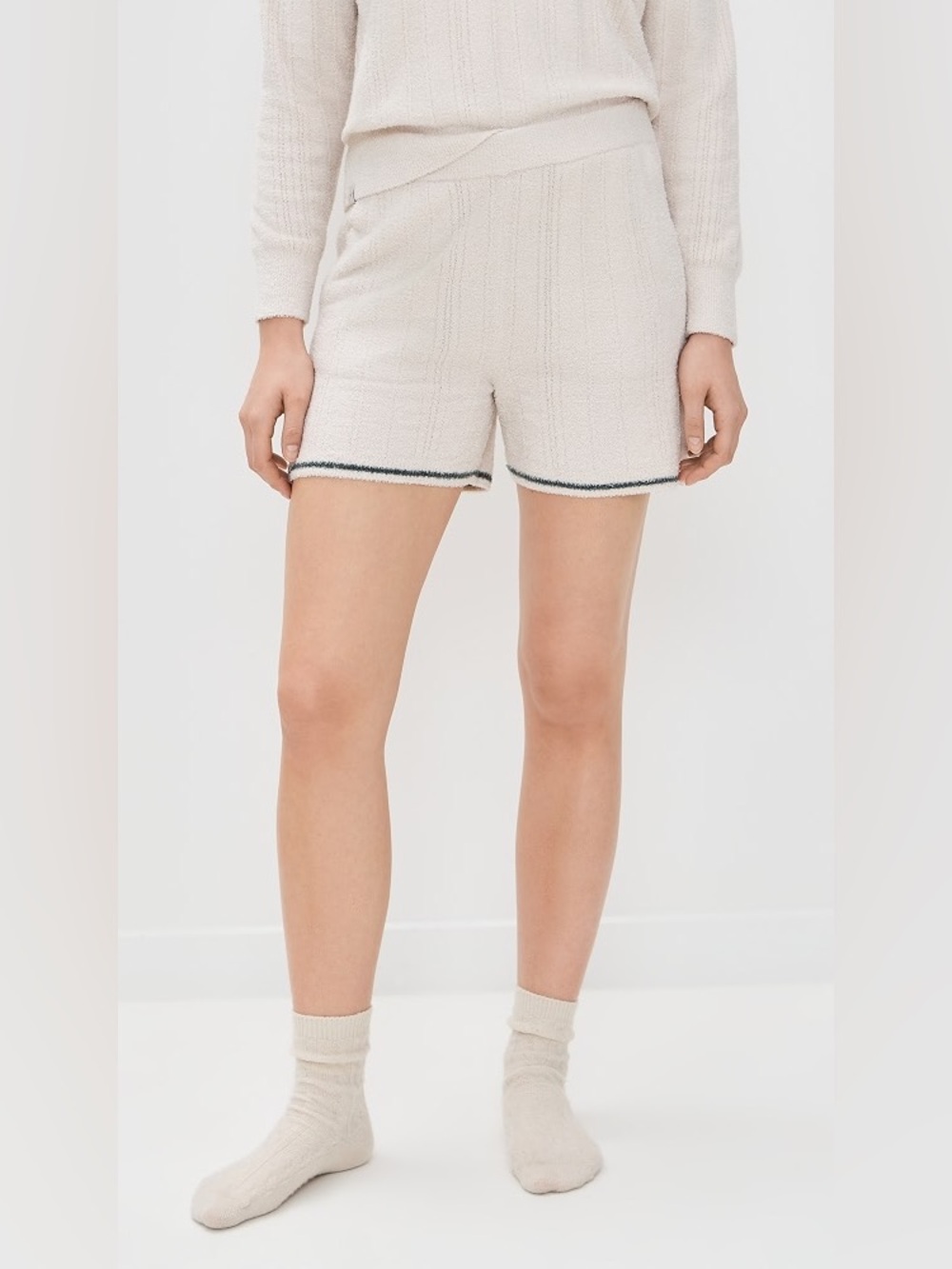 🆕 Barefoot Dreams Cozychic Light Pointelle Shorts -Sand Dune NWT SZ XS
